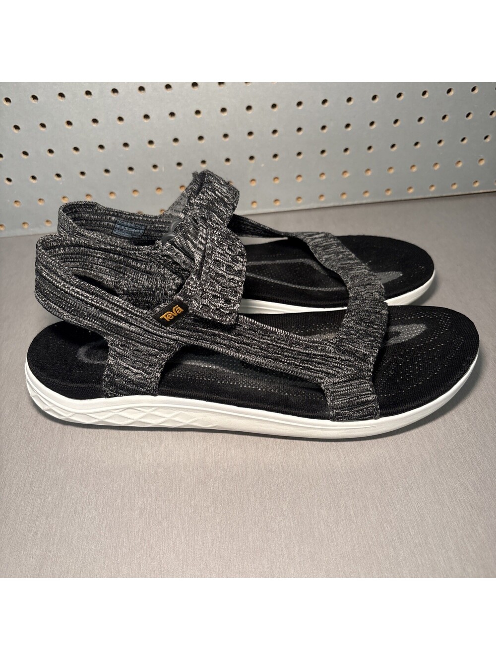 Teva Terra Float 2 Knit Hiking Sandals Mens Size 12 US Black Gray Slingback